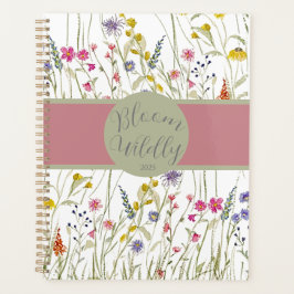 Agenda Aquarela Rosa e Sage Bloom Selvagem