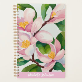 Agenda Aquarela Rosa Magnolia Arte Moderna