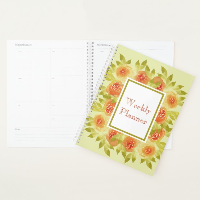 Agenda Aquarela Rosas Bege Semanais (Exibição)