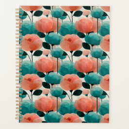 Agenda Aquarela Vintage Floral Rosa e Verde