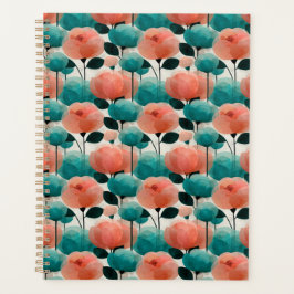 Agenda Aquarela Vintage Rosa e Verde Floral