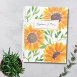 Agenda Aquecedora Personalizada Girassol Verde<br><div class="desc">Este planificador floral é decorado com girassóis amarelados e folhagem verde. Personalize-o com seu nome ou monograma. Para editar ainda mais, use a Ferramenta Design para alterar a fonte, o tamanho da fonte ou a cor. Porque nós criamos a nossa trabalho de arte, você não encontrará esta imagem exata de...</div>