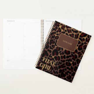 Agenda Aquela Garota Estampa de leopardo autocuidado marr