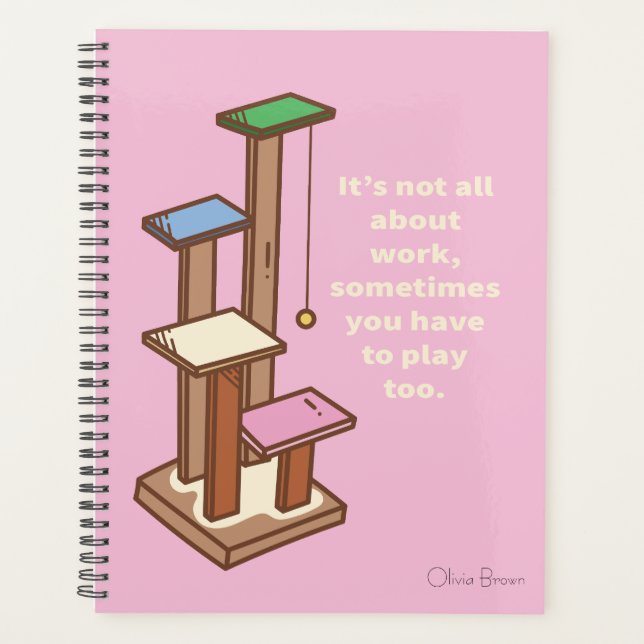 Agenda Aquela Torre de Gato Rosa, com Nome (Frente)