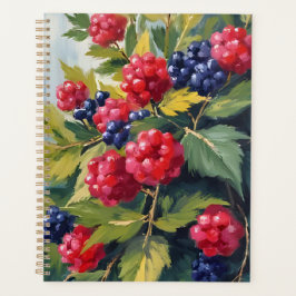 Agenda Arbusto de Frutas Framboesa Amoras Aquarela