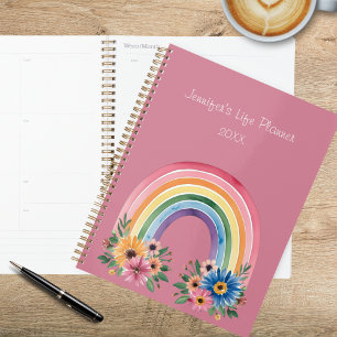 Agenda Arco-íris Boho Aquarela 