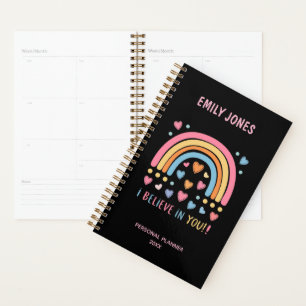 Agenda Arco-Íris e Coração Inspiracionais Personalizados