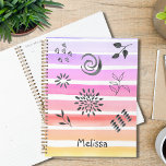 Agenda Arco-Íris Personalizado<br><div class="desc">Este planejador feminino é decorado com cores do arco-íris e um padrão abstrato de rabiscos. Facilmente personalizável. Design original © Michele Davies.</div>