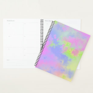 Agenda Arco-Íris Pintado Efeito Splatter rosa azul