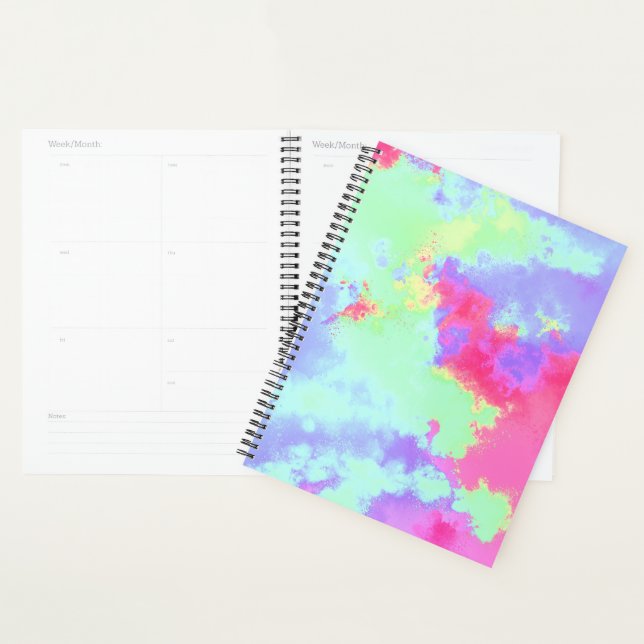 Agenda Arco-Íris Pintado Efeito Splatter rosa azul (Exibição)