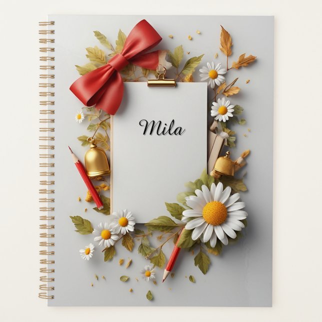 Agenda Arco Vermelho, Sino Dourado e Elementos Decorativo (Frente)
