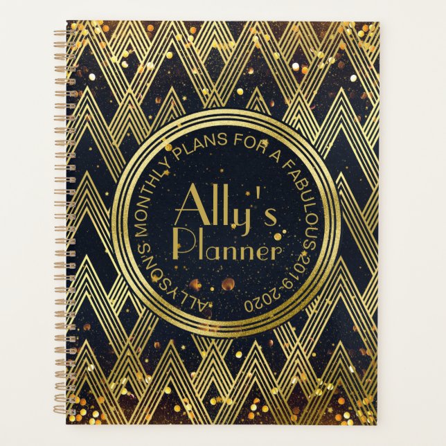 Agenda Art Deco Gatsby Glamor Geométrico Monograma (Frente)