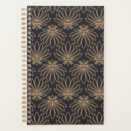 Agenda Art Deco pattern with gold floral motifs 