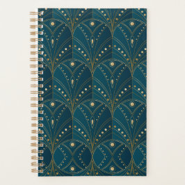 Agenda Art Deco pattern with gold geometric shapes