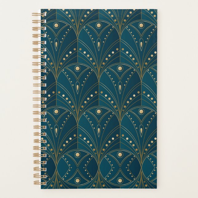 Agenda Art Deco pattern with gold geometric shapes (Frente)