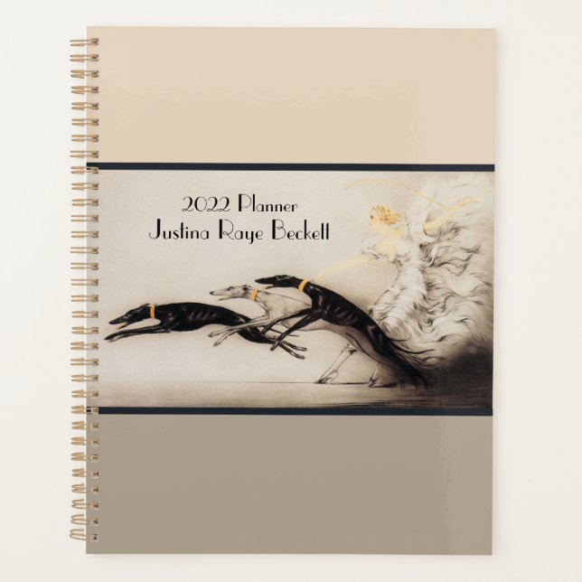 Agenda Art Nouveau Mulher Greyhounds Louis Icart (Frente)