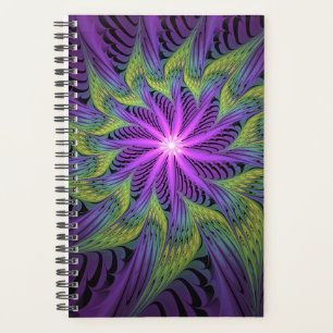 Agenda Arte abstrata fractal moderna flor roxa verde