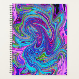 Agenda Arte Abstrata Retro Groovy Azul, Rosa e Roxo