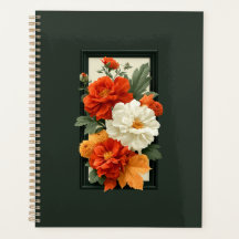 Arte Acrílica Floral Laranja e Branco Elegante