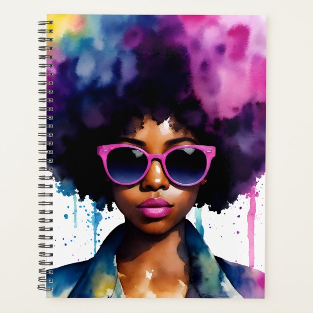 Agenda Arte Afro-Arco-Íris Cabelo Negro Mulher-Sol (Frente)