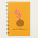Agenda Arte Botânica Minimalista em Amarelo Personalizada<br><div class="desc">Arte Botânica Mínima e Colorida Personalizada no Planejador Amarelo</div>