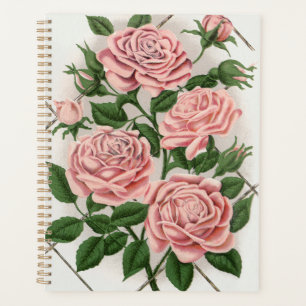 Agenda Arte Botânica Rosa Rosa Vintage Estilo Cottagecore