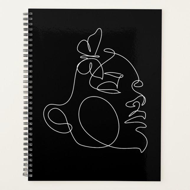 Agenda Arte da Linha do Rosto da Mulher (Frente)