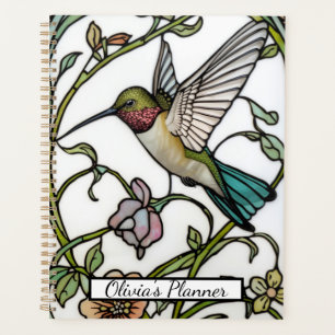 Agenda Arte de beija-flor elegante botânico boho chic