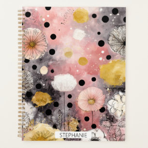 Agenda Arte de bolinhas de aquarela floral vintage (8)