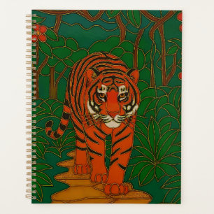Agenda Arte de Cloisonne Tigre no Caminho da Selva
