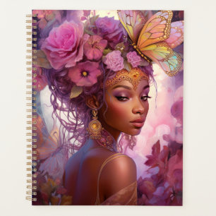 Agenda Arte de Fantasia Rosa Púrpura e Negra