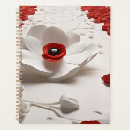 Agenda Arte de Flor de Papel 3D Design Ousado Vermelho e