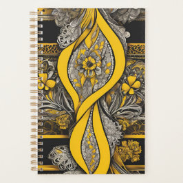 Agenda Arte de Girassol preto e amarelo