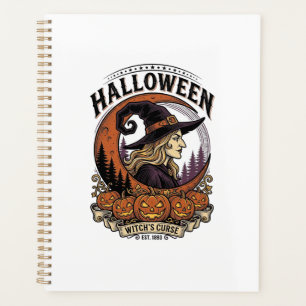 Agenda Arte de Gravura de Lua de Abóbora de Halloween de