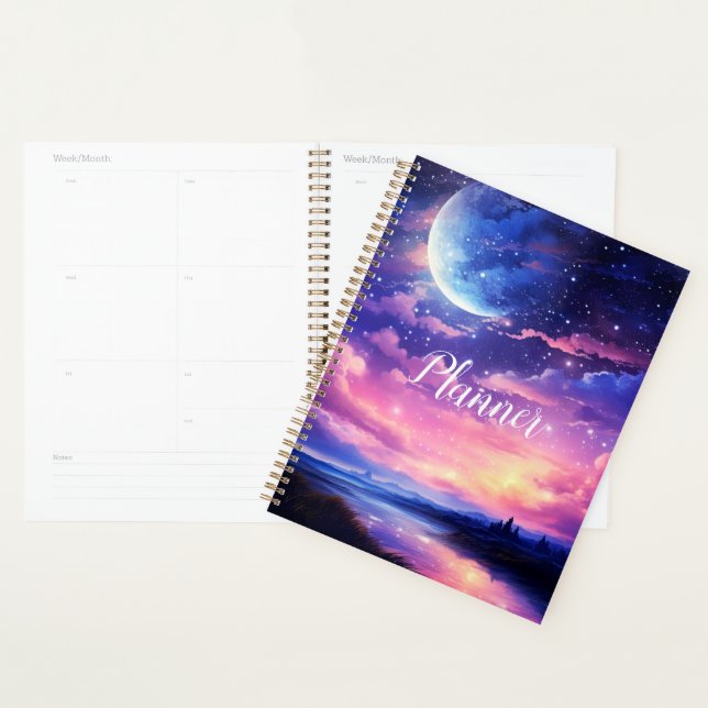 Agenda Arte de Noites de Luar Crescente Celestial (Exibição)
