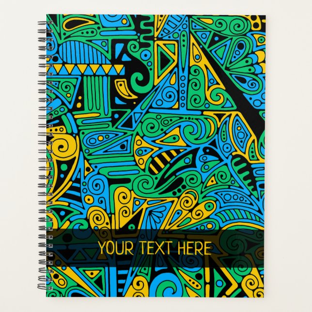 Agenda Arte de Padrão Pintada à Mão e Digitalmente 21 (Frente)