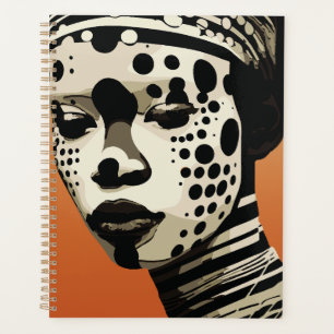 Agenda Arte de Retrato Monocromático de Mulher Tribal
