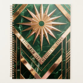 Agenda Arte Deco Geométrica Dourada | Folha Metálica e Má