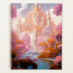 Agenda Arte Dourada Fantasia Branca de Castela Rosa