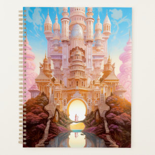 Agenda Arte Dourada Fantasia Branca de Castela Rosa