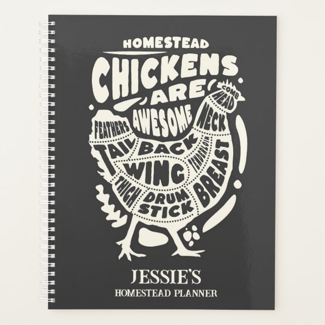 Agenda Arte em Galinha Preta Personalizada Homestead (Frente)