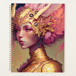 Agenda Arte Fantástica da Mulher Dragão Rosa