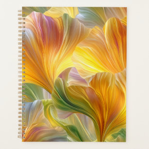 Agenda Arte Floral Abstrata com Pétalas Amarelas