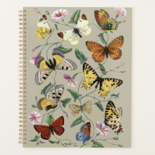 Agenda Arte Floral Botânica de Mariposa Borboleta Vintage