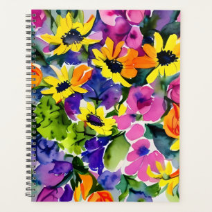 Agenda Arte Floral Colorida em Aquarela