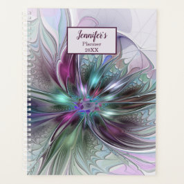 Agenda Arte Floral Fractal Moderna Abstrata Colorida Nome