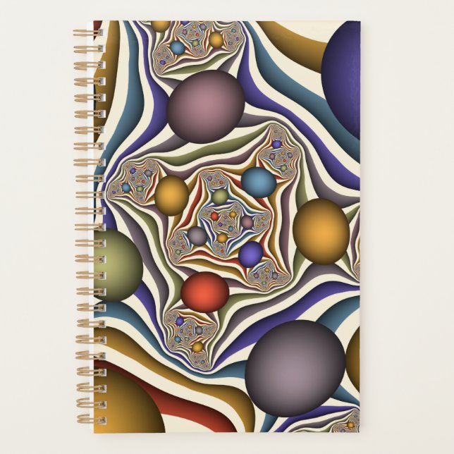 Agenda Arte Fractal Abstrato Colorida (Frente)