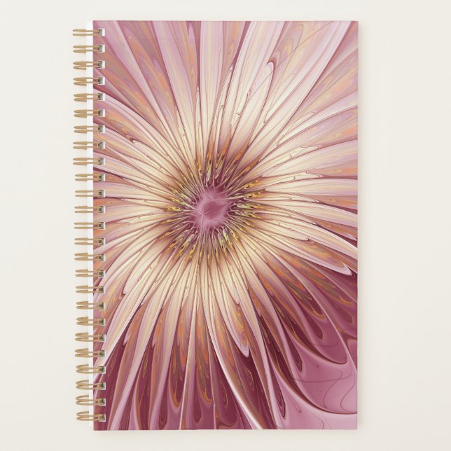 Agenda Arte fractal de flor abstrata e tons de Borgonha (Frente)