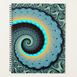 Agenda Arte Fractal Espiral Azul Turquesa Laranja Abstrat