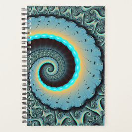 Agenda Arte fractal espiral azul turquesa laranja abstrat